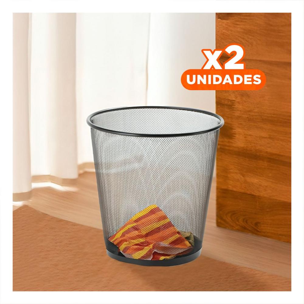 Pack2 Deposito de basura negro metalica redonda para cocina sala y hogar Y Regalo Sticker