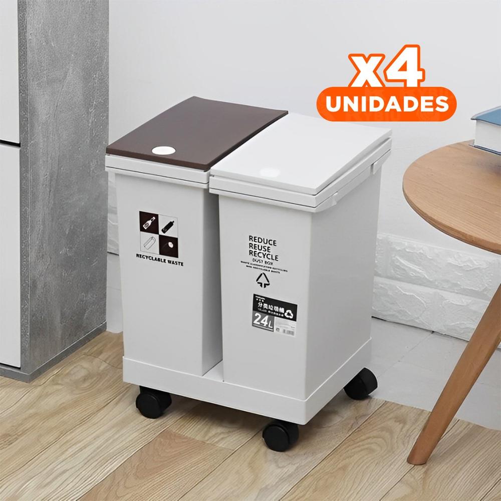 Pack4 Solucion de Basura Doble 24L para Cocina Ordenada y Casa Y Papel Regalo