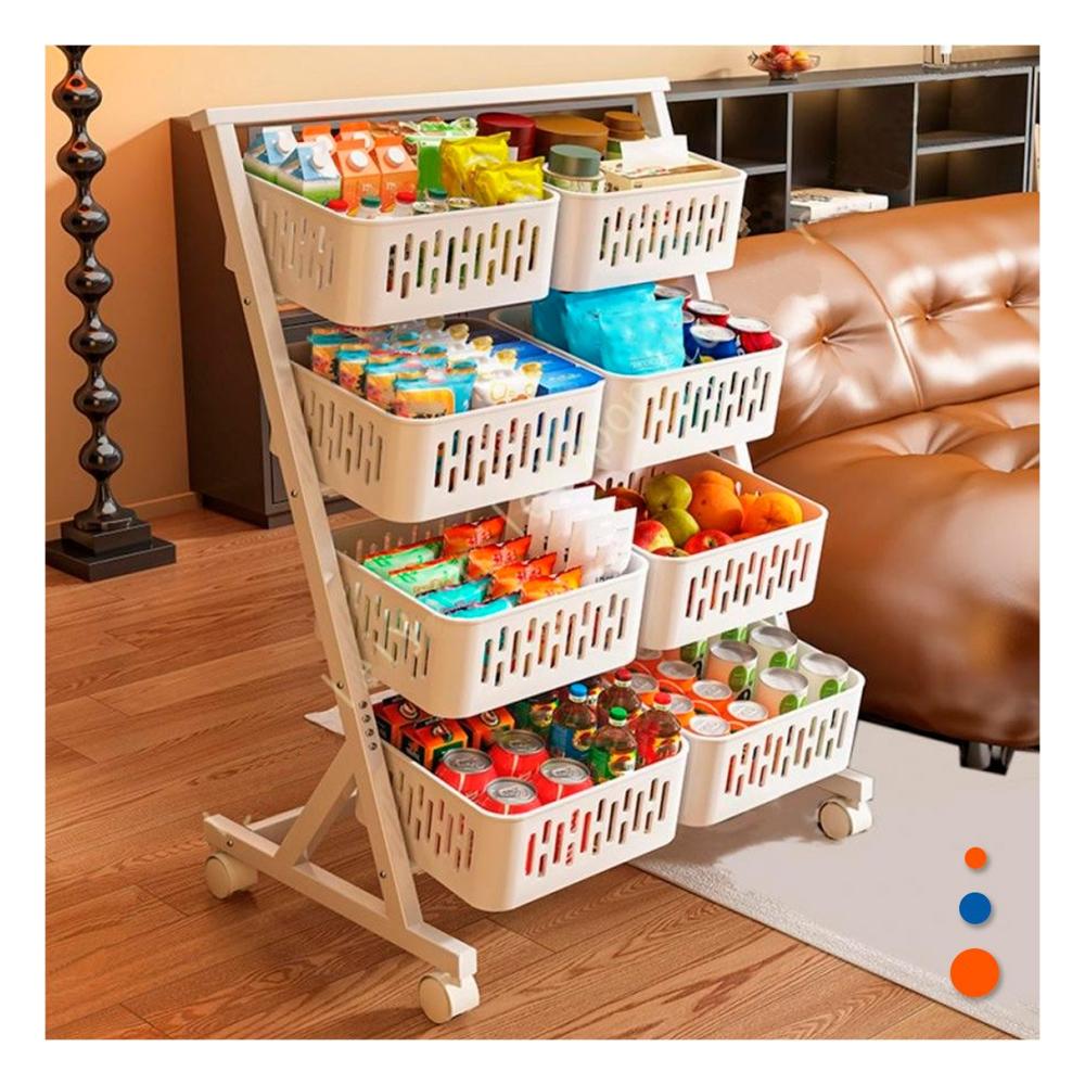 Unidad Organizador Blanco de Cuatro Niveles con Ocho Bandejas para Hogar Y Regalo Sticker