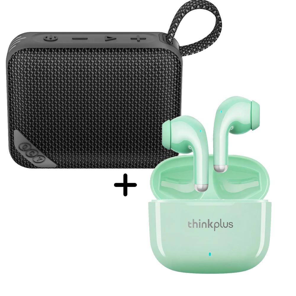 Combo Parlante QCY SP2 Negro 5W - Audífonos Lenovo LP40 Pro Verde