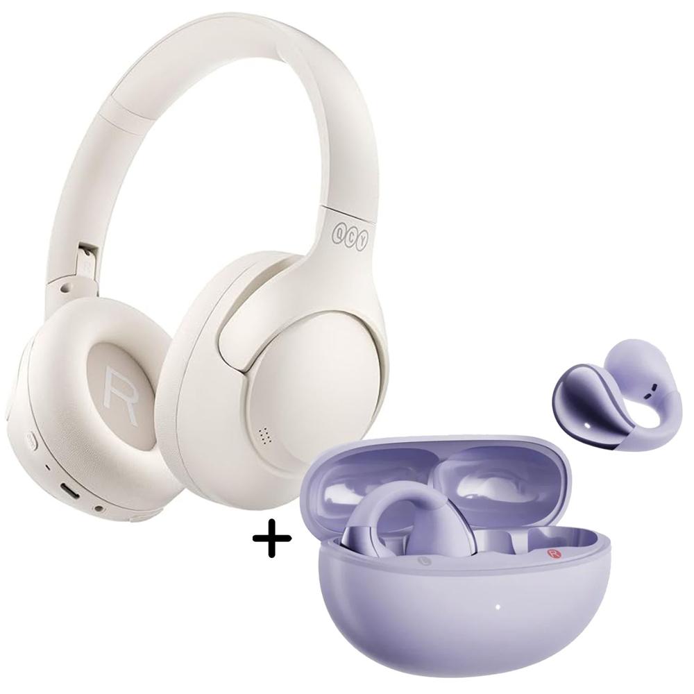 Combo QCY Audífonos H3 Blanco ANC - Crossky C30 Púrpura