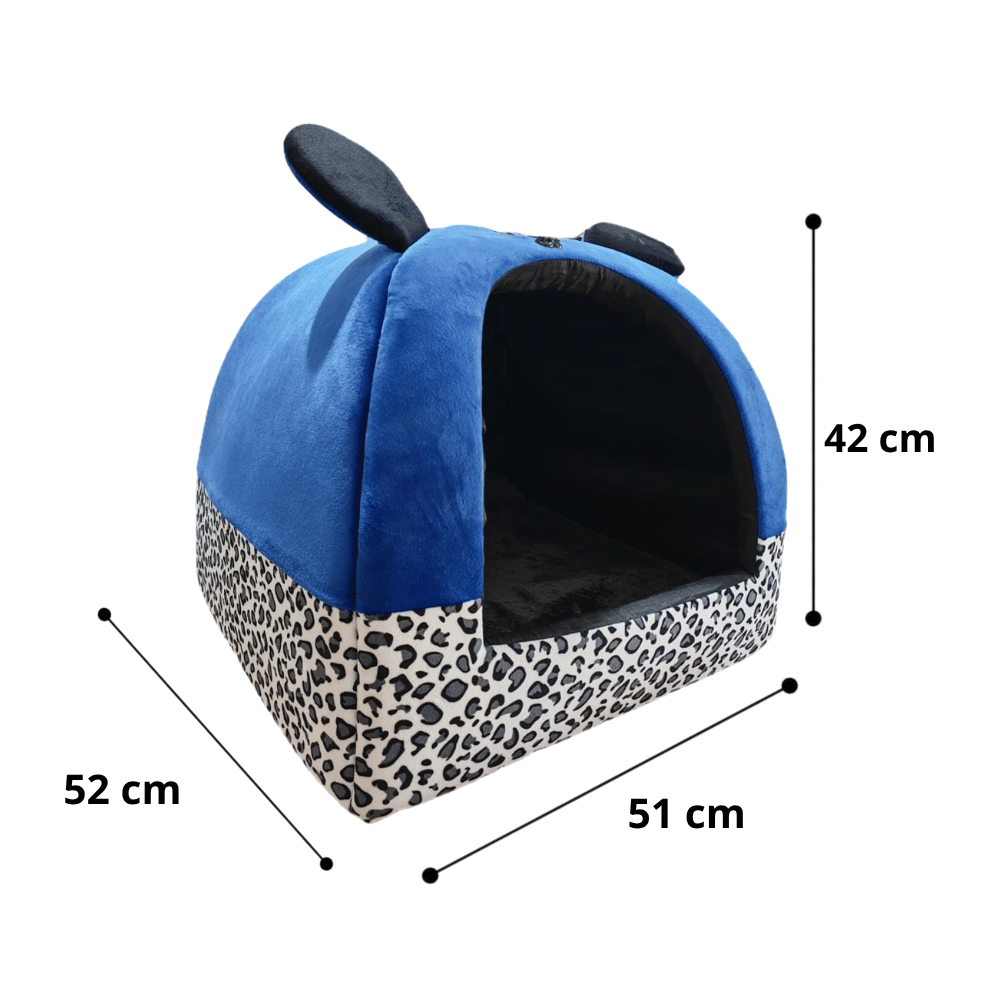 Cama Iglú Animal Print Para Perros y Gatos Talla XL - Azul