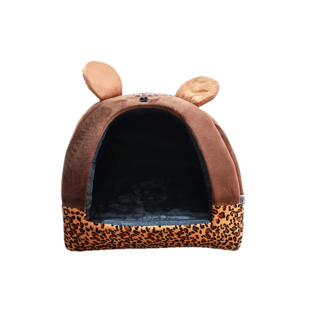 Cama Iglú Animal Print Para Perros y Gatos Talla M - Marrón