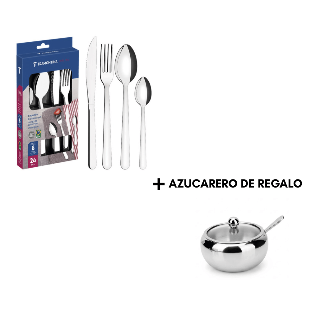 SET. Cubiertos TRAMONTINA x24 PZ Ace.Inox. regalo