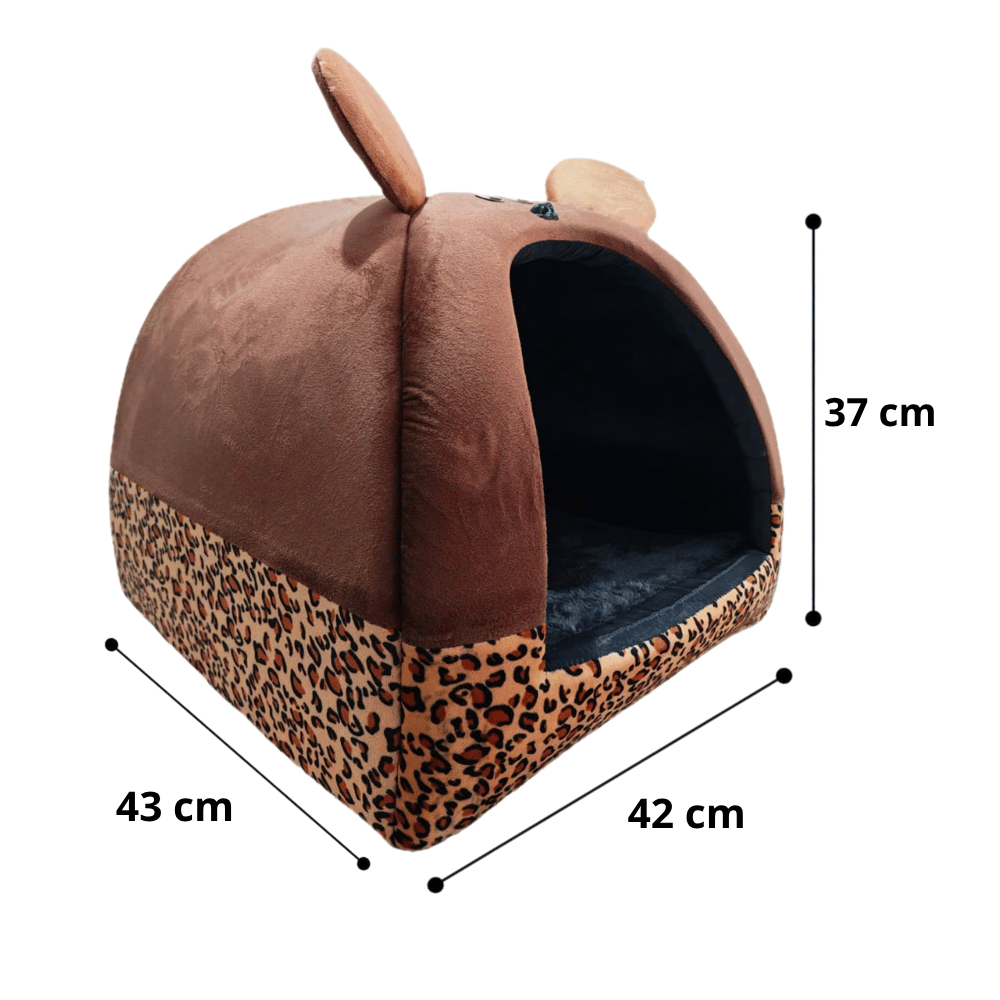 Cama Iglú Animal Print Para Perros y Gatos Talla L - Marrón