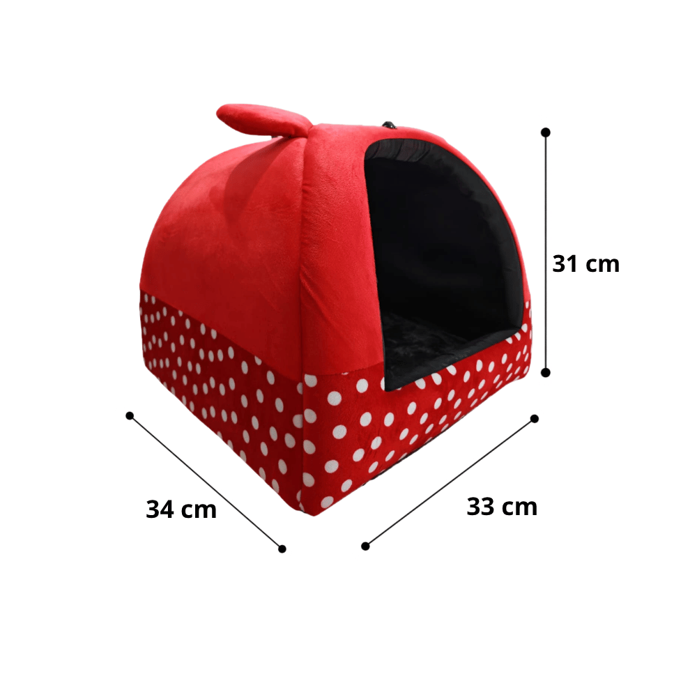 Cama Iglú Animal Print Para Perros y Gatos Talla M - Rojo