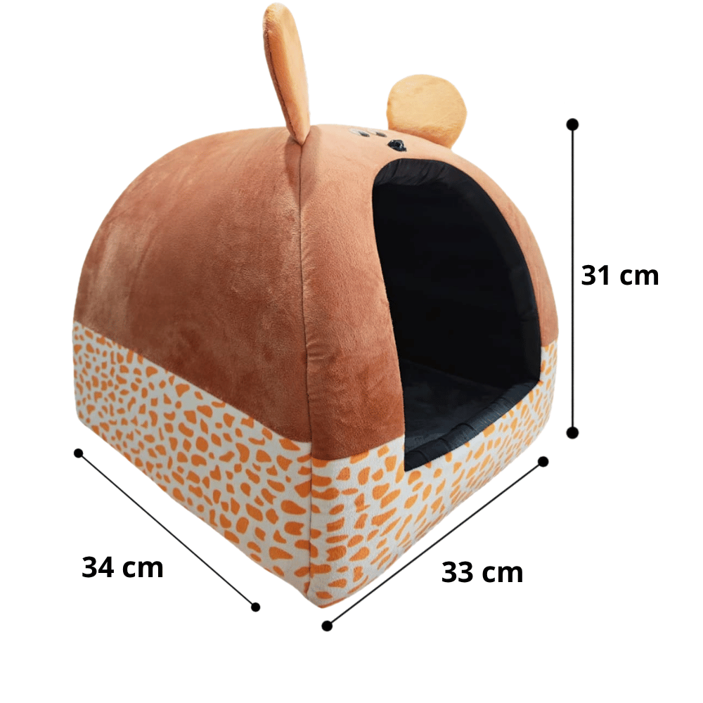 Cama Iglú Animal Print Para Perros y Gatos Talla M - Marrón claro