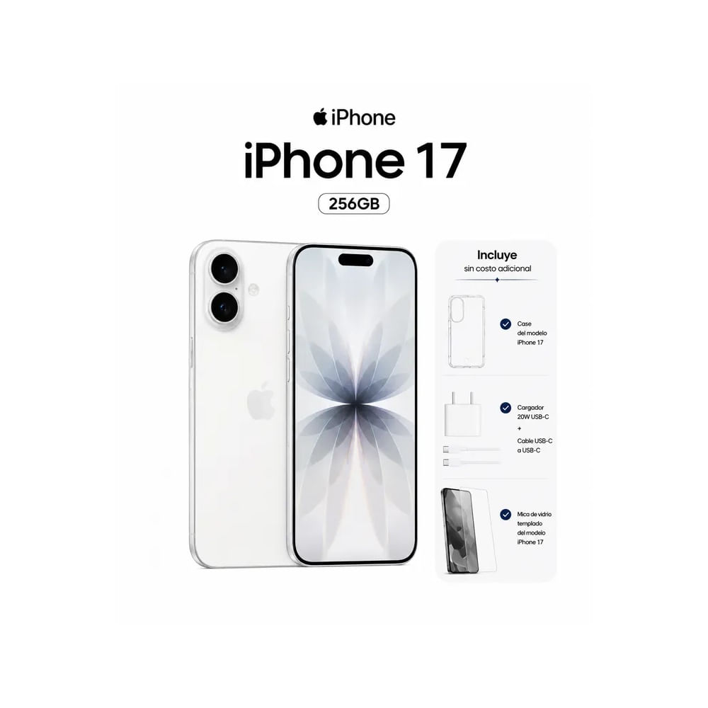 IPHONE 17 256GB ESIM  BLANCO + CASE + MICA + CARGADOR
