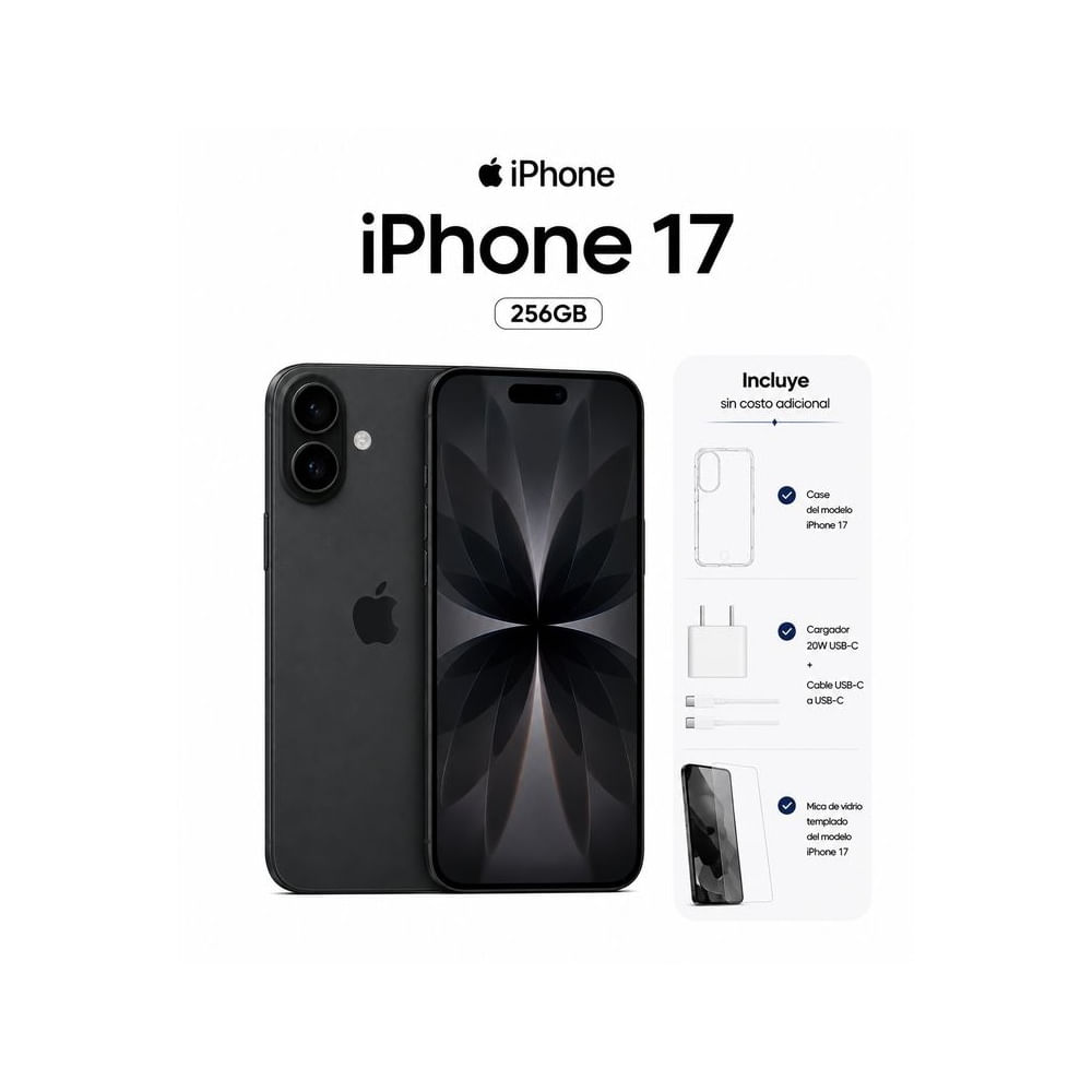 IPHONE 17 256GB ESIM  BLACK  + CASE + MICA + CARGADOR