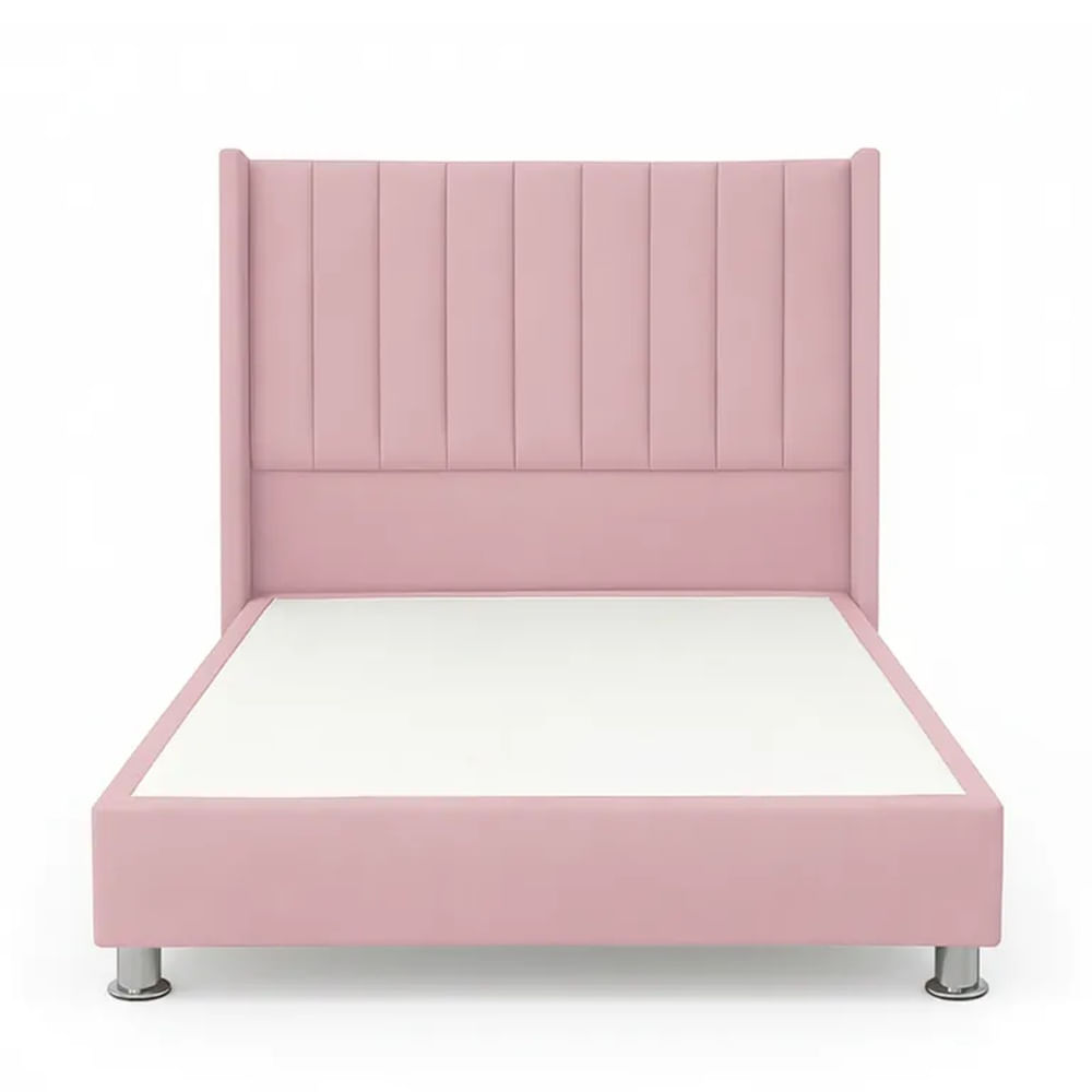 Cama Tapizada Confort Lineal Cromo Rosa 2 Plz Rosado