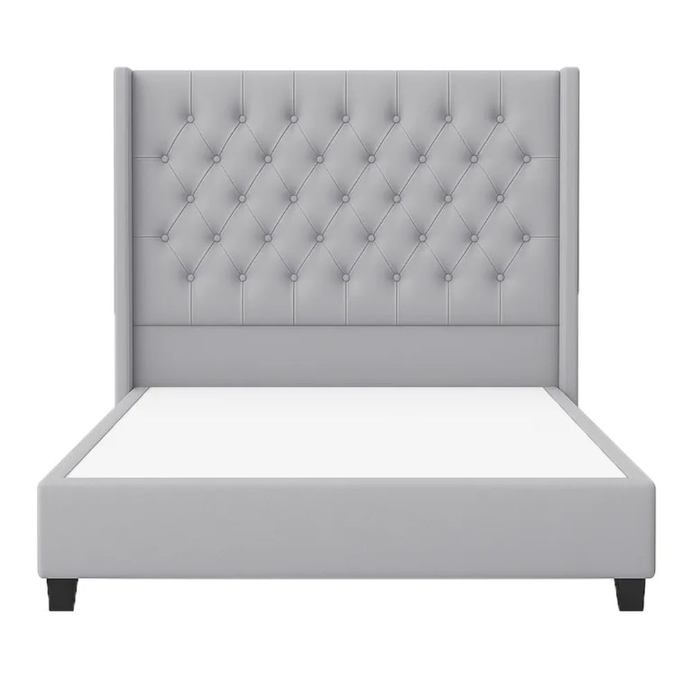 Cama Tapizada Confort Capitoné Gris 2 Plazas Gris