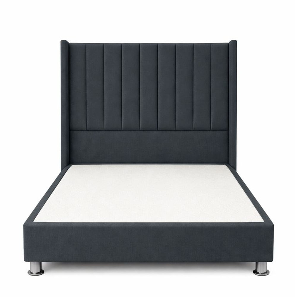 Cama Tapizada Confort Lineal Cromo Plomo Oscuro 2 Plz Plateado Oscuro
