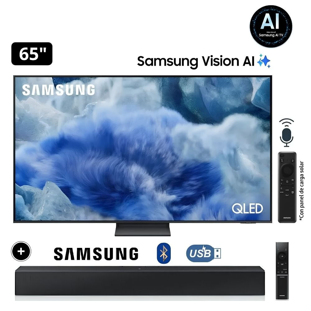 TELEVISOR SAMSUNG QLED 65 4K UHD Q8F Vision AI Smart TV QN65Q8FAAGXPE 2025 - Soundbar Samsung