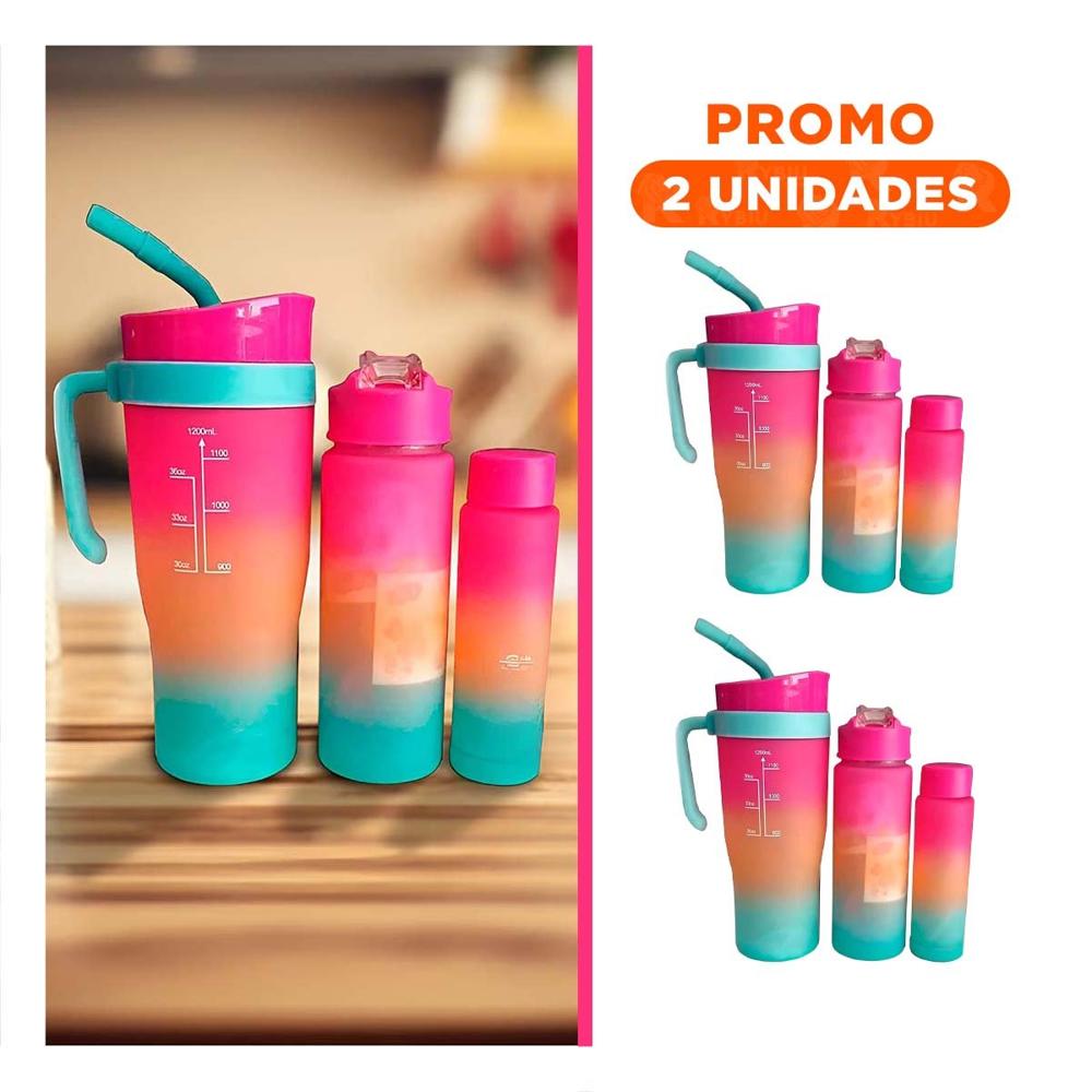 Pack2 Set Trio Tricolor 1200ml 800ml 300ml Facil de Limpiar y Rapido Y Regalo Sticker