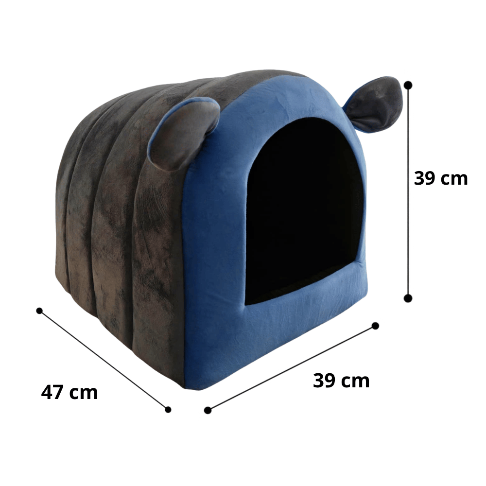 Cama Oruga Para Perros y Gatos Talla L - Gris con azul