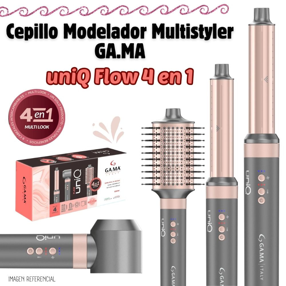 Cepillo Modelador Multistyler GA.MA UNIQ FLOW 4 en 1 -  HDCBR0000000666 El Cepillo Secador Multistyl