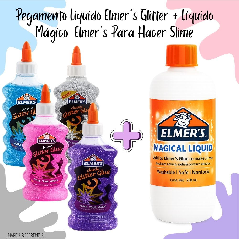 Pegamento Liquido Elmer Glitter con Líquido Mágico Elmer