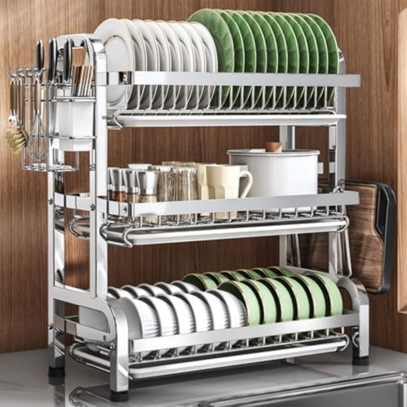 Escurridor Organizador Acero Inoxidable 3 Niveles Para Platos