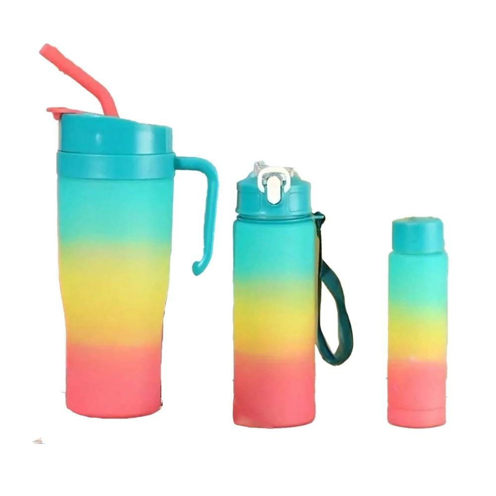 Tomatodo Trio Tricolor Verde Amarillo Rosado 1200ml 800ml 300ml Limpiable Y Regalo Sticker