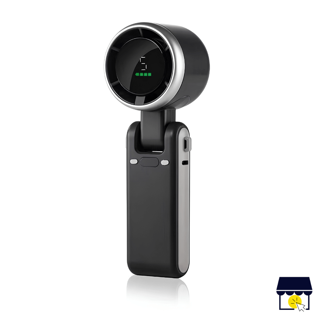 Ventilador Portátil de Mano 5 Velocidades con Pantalla Digital - Negro