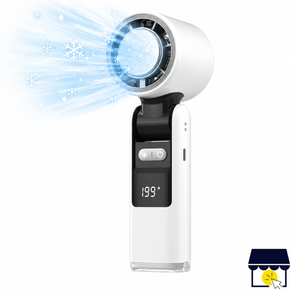 Ventilador Portatil con Sistema de Enfriamiento 199 Velocidades Pantalla LED 4000 mAh - Blanco