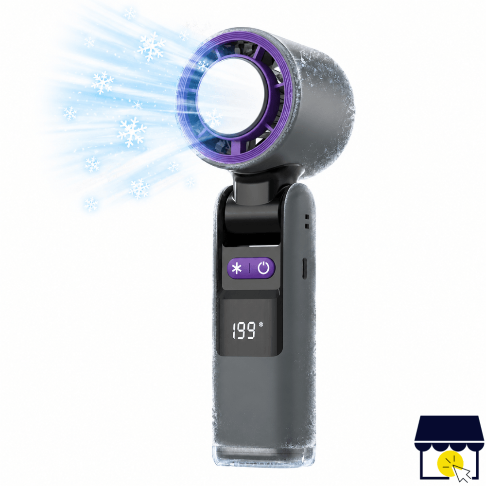 Ventilador Portatil con Sistema de Enfriamiento 199 Velocidades Pantalla LED 4000 mAh - Negro