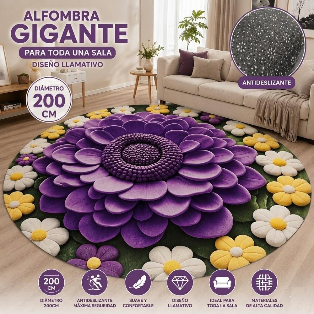 Alfombra Circular Grande 2mts de Diametro para Sala o Dormitorio Morado