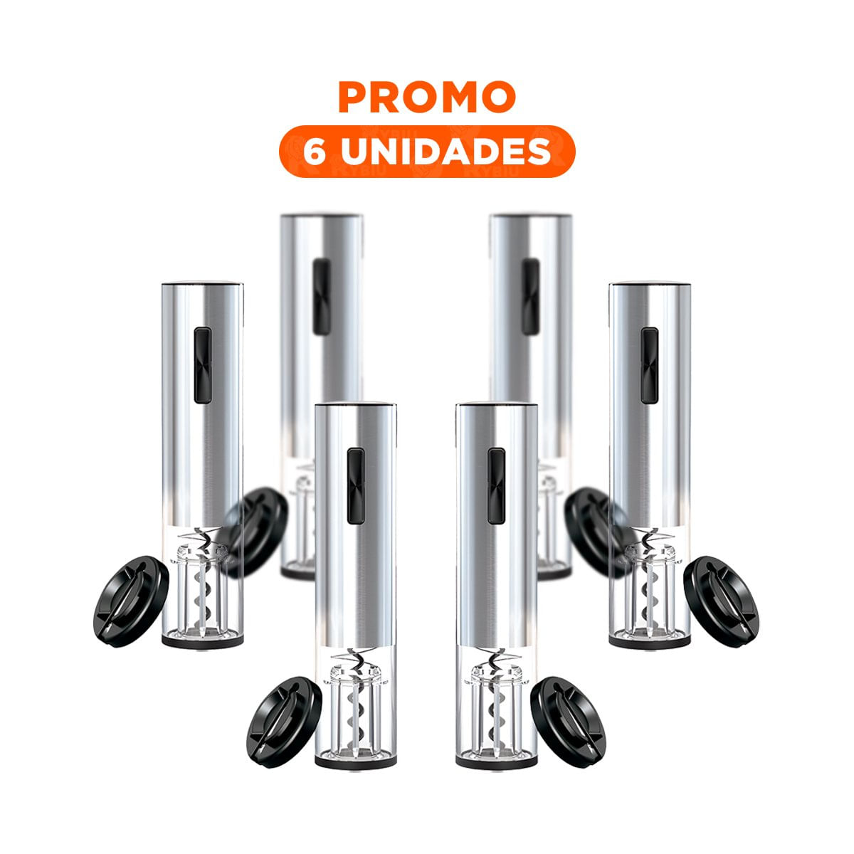 Pack6 Sacacorchos Electrico Plateado con Accesorios para Cocina y Caja Guinda Y Regalo Sticker
