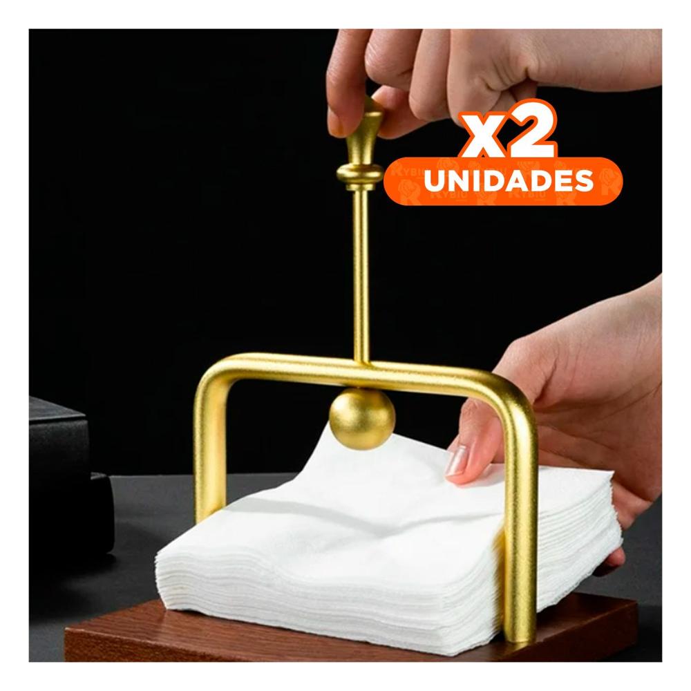 Pack2 Dispensador de Color Dorado con Sistema Vertical y Base Madera