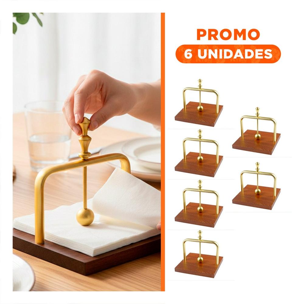 Pack6 Organizador de Color Dorado Vertical con Base Madera Estable Y Regalo Sticker
