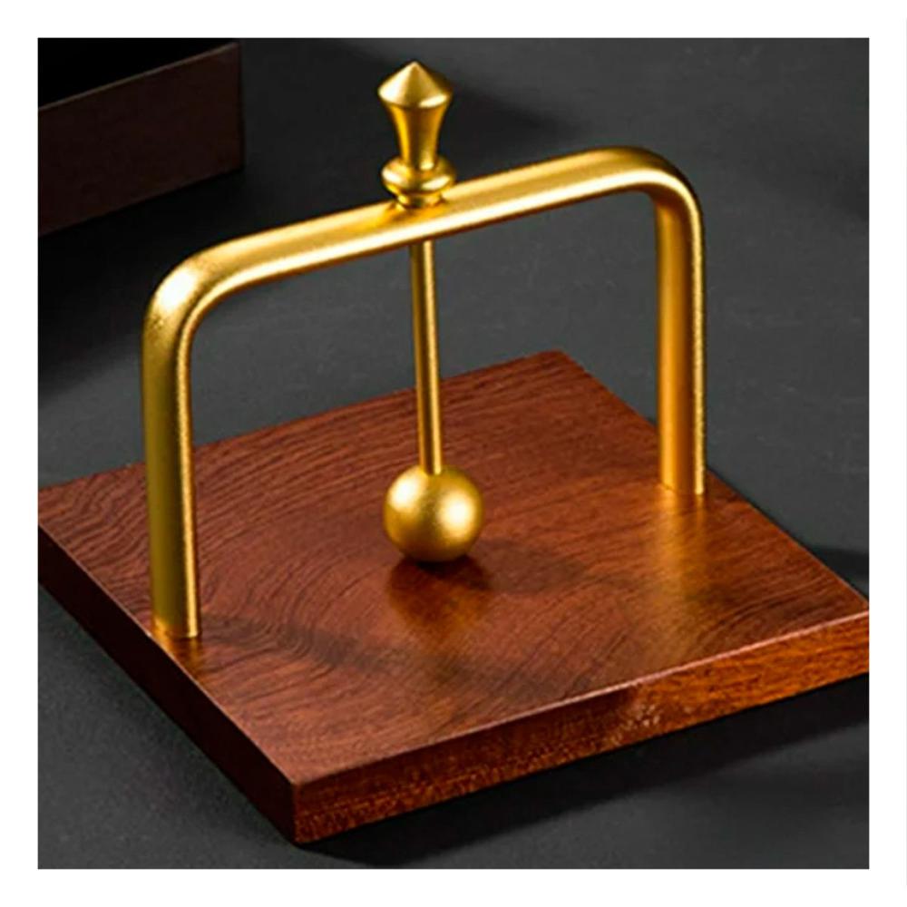 Servilletero Vertical de Color Dorado con Base Madera y Brazo Funcional Y notas