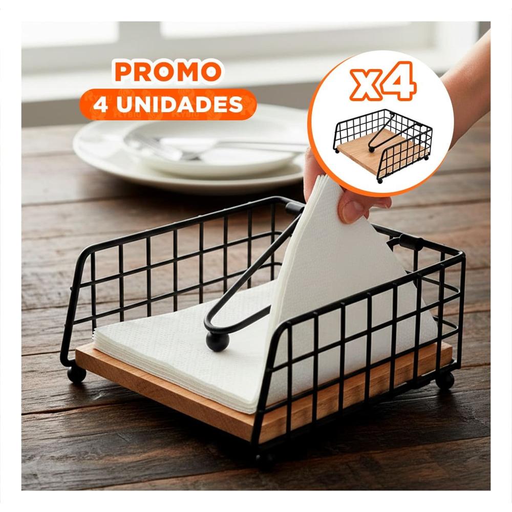 Pack4 Soporte Borde Cuadrado de Color Dorado con Base Madera y Dispensador Y Regalo Sticker