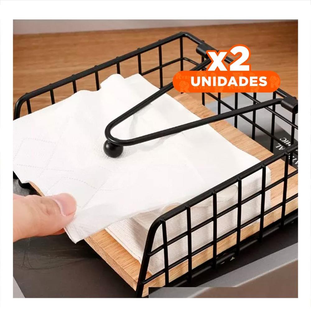 Pack2 Dispensador Borde Cuadrado de Color Dorado Base Madera Funcional Y Papel Regalo