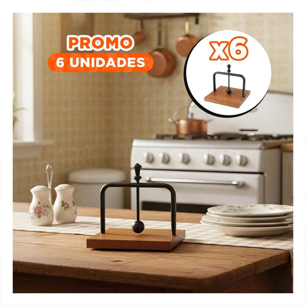 Pack6 Organizador de Servilletas Vertical de Color Negro Base Madera