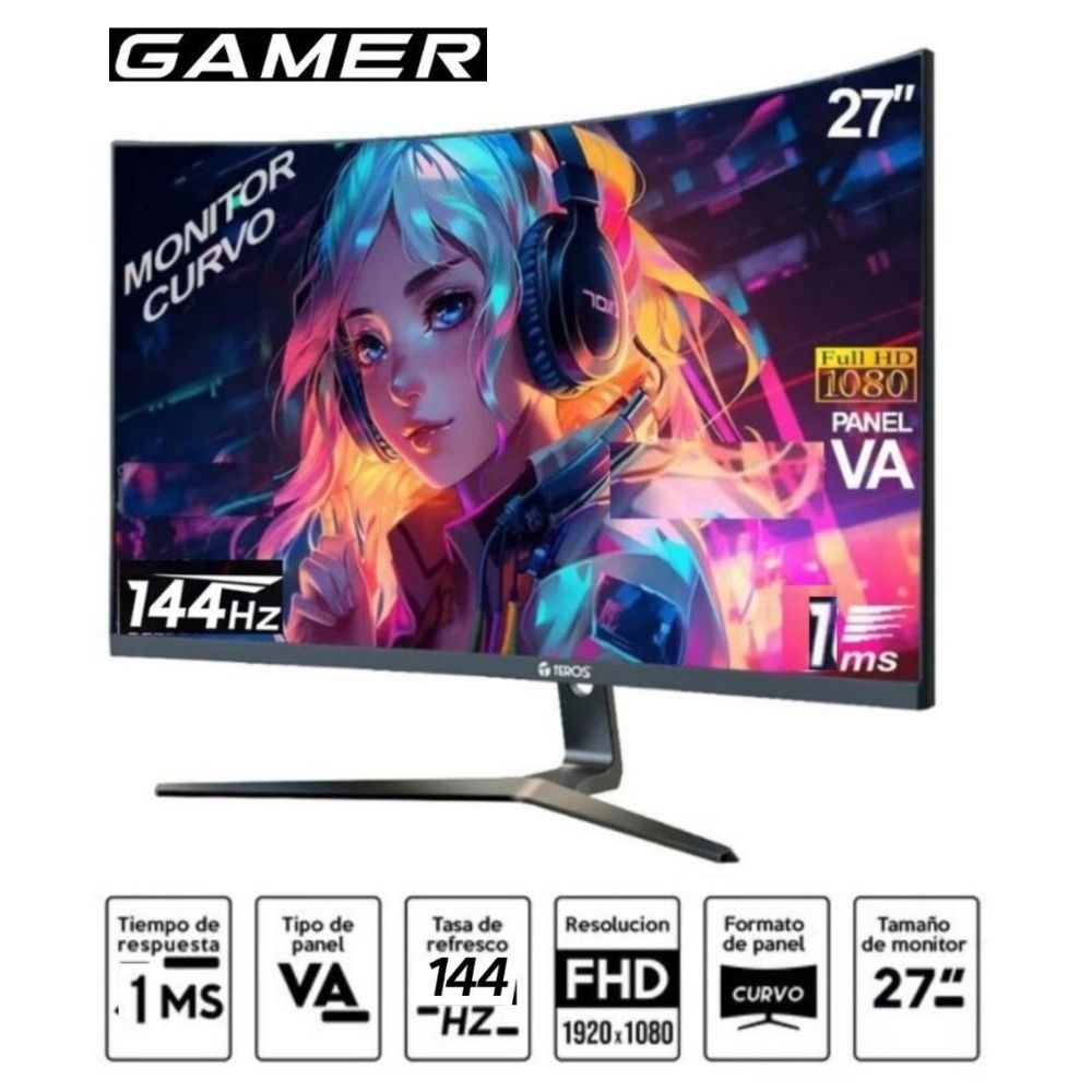 Monitor Teros 27   Resolución FHD  Curvo  100 Hz