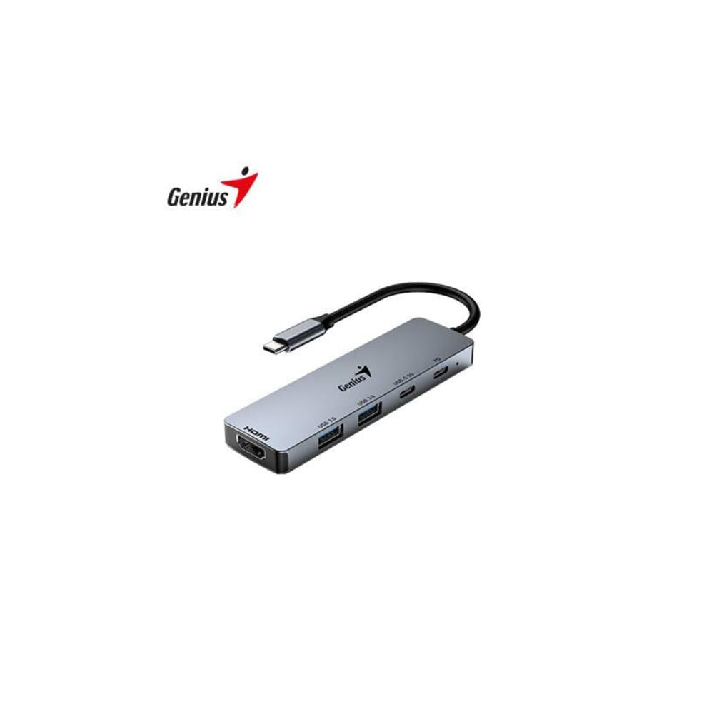 HUB USB-C GENIUS UH-500 2xUSB-A 3.0 USB-C HDMI 4K PD 100W SILVER