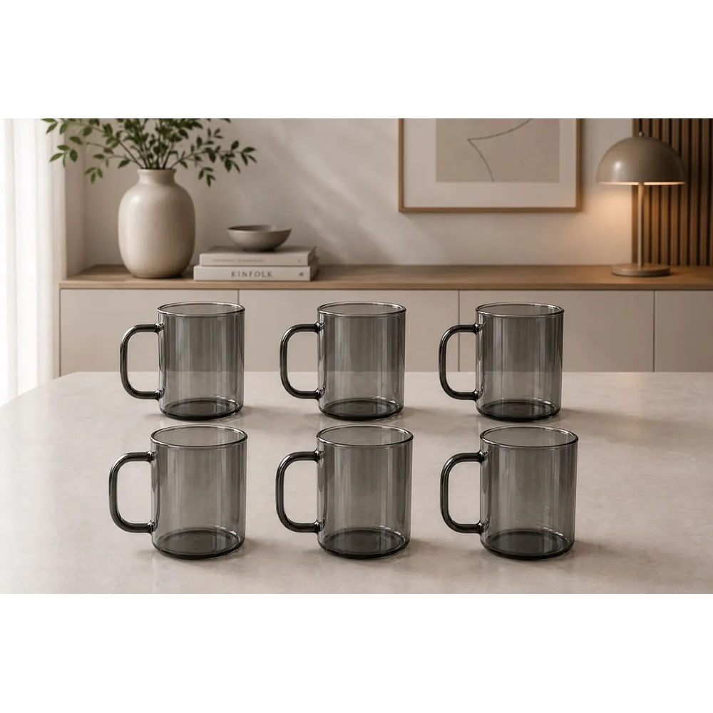 SET 6 VASOS BOROSILICATO BLACK 400ML