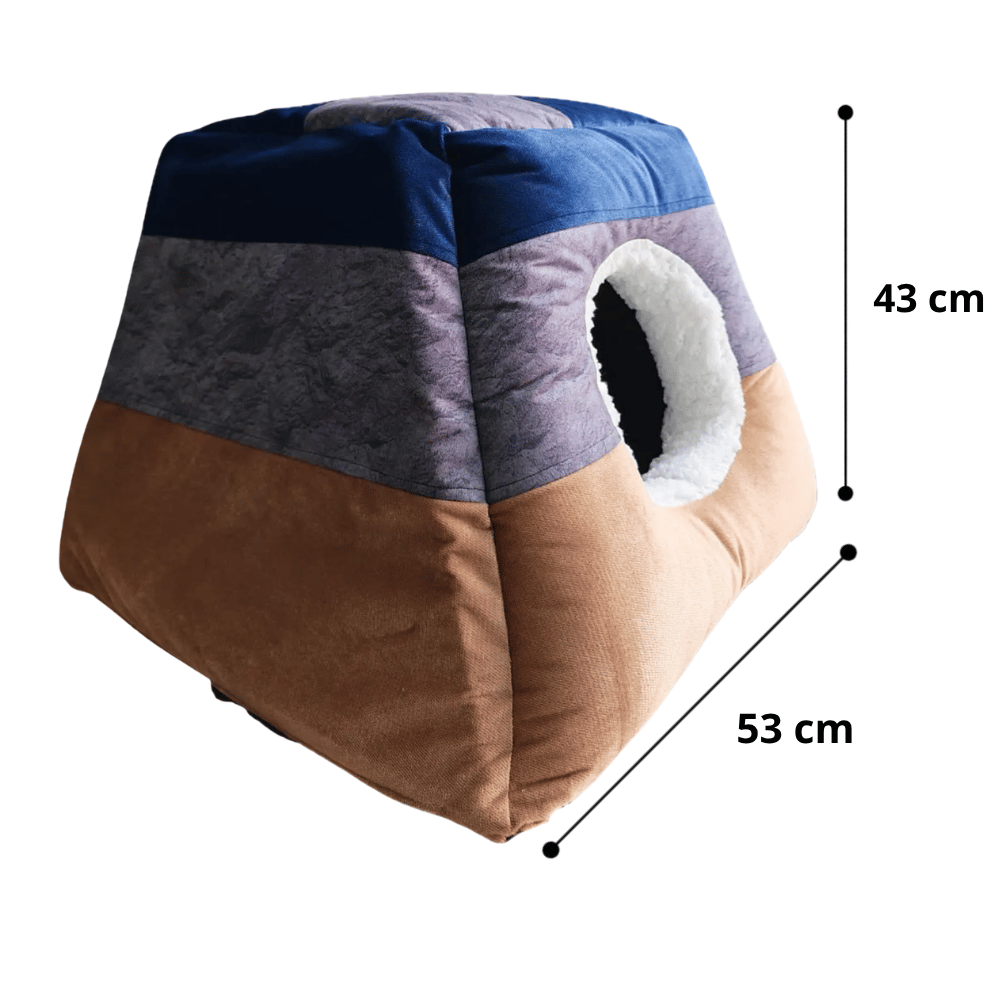 Cama Trifásica 3 en 1 Para Perros y Gatos Grande - Gris con Beige