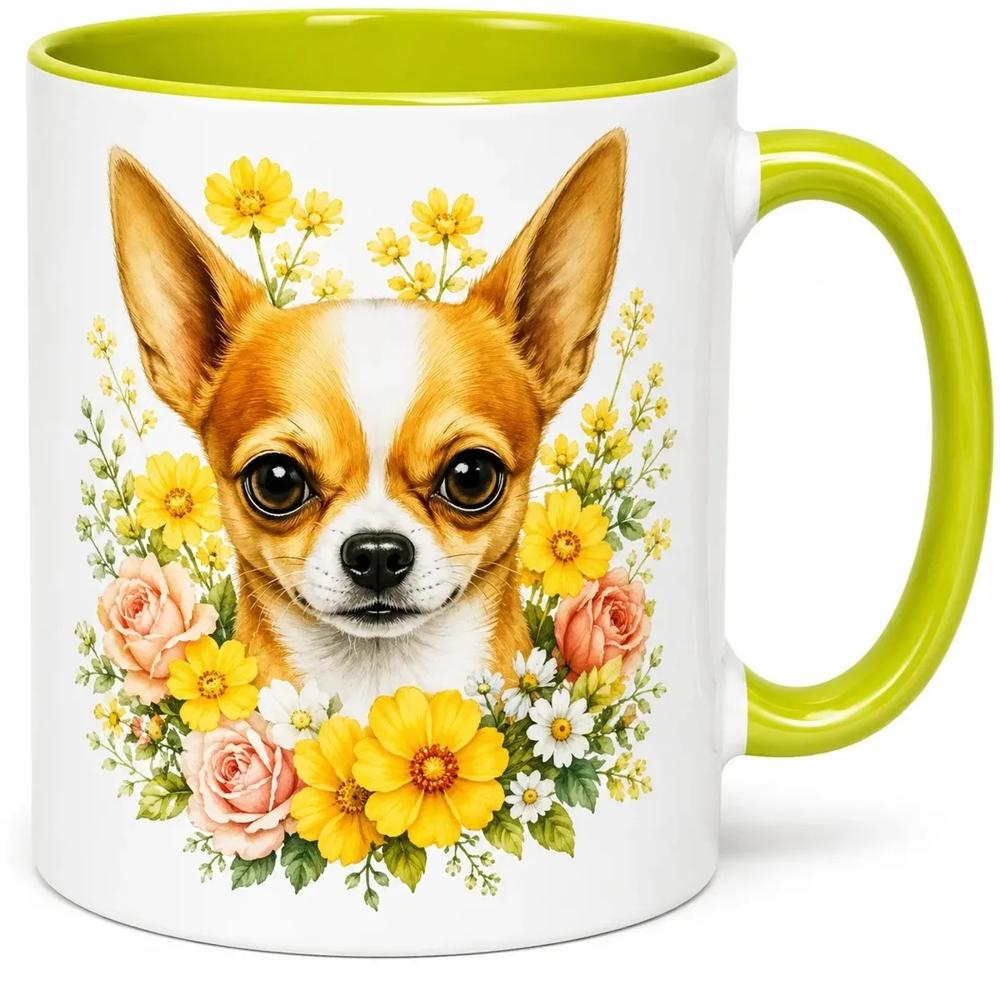 Taza mug pet lover de cerámica diseño perro chihuahua verde