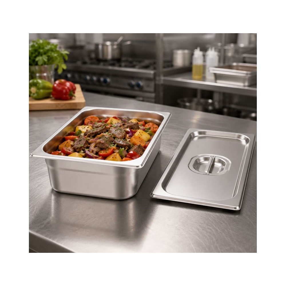 Bandeja Gastronómica Acero Inoxidable 26.5 cm con Tapa
