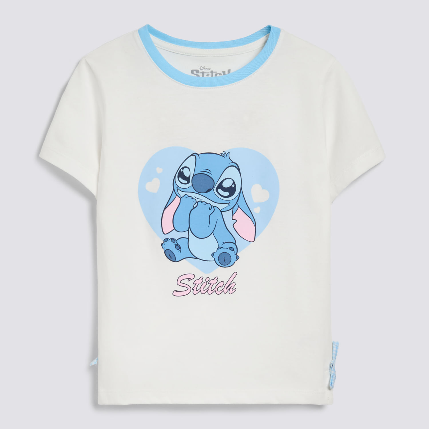Polo Manga Corta Niña Cuello Stitch Blanco Talla 12