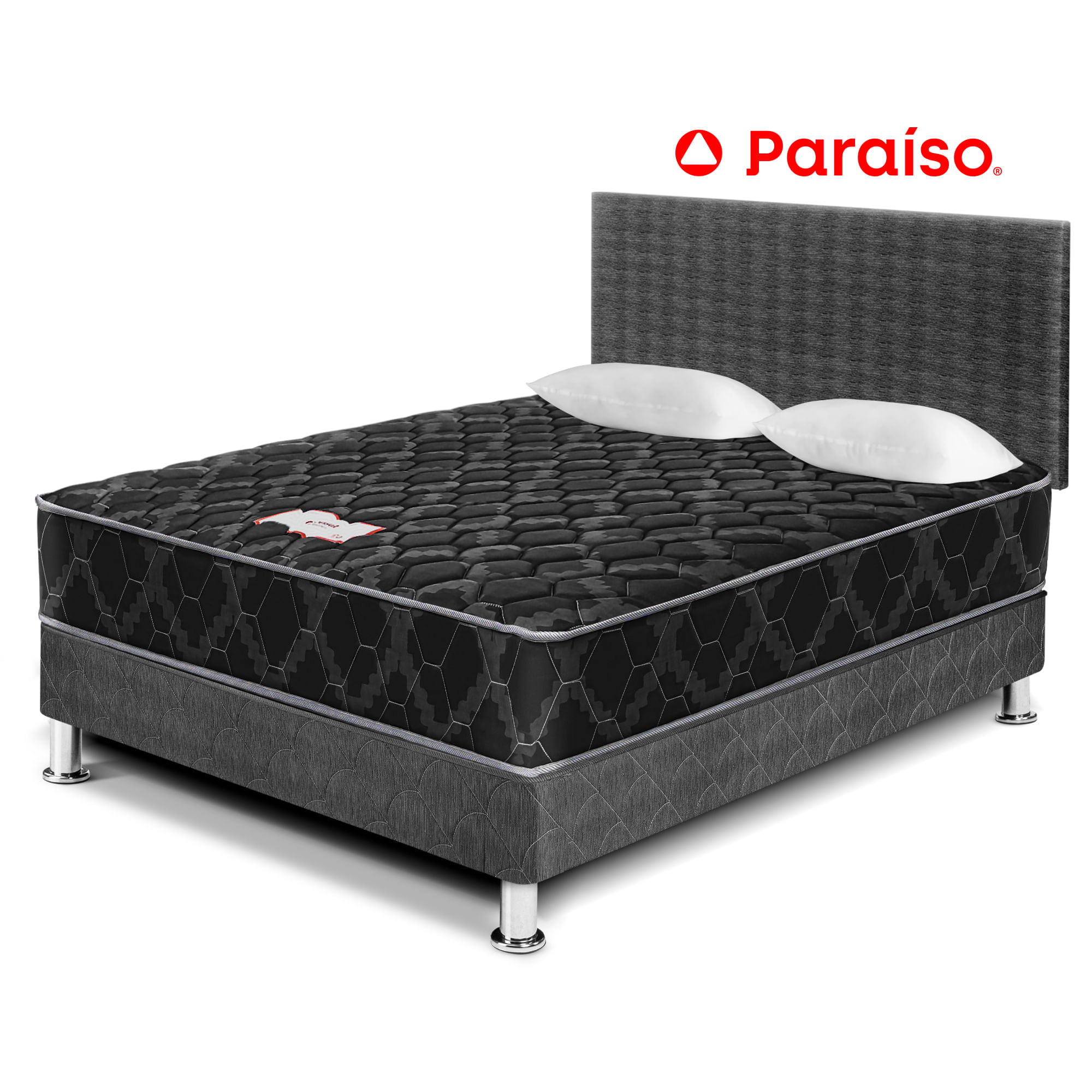 Dormitorio PARAISO Consul Black 2 Plazas + 2 Almohadas + Protector