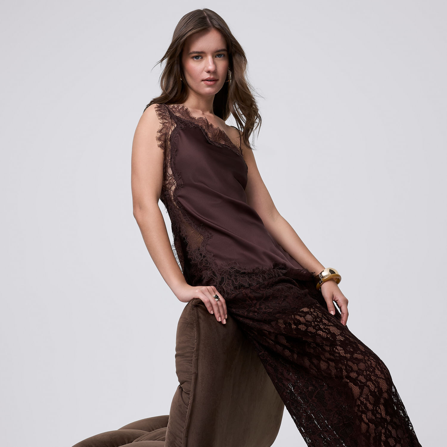 Blusa Mujer Lc Lace Malabar Marrón L