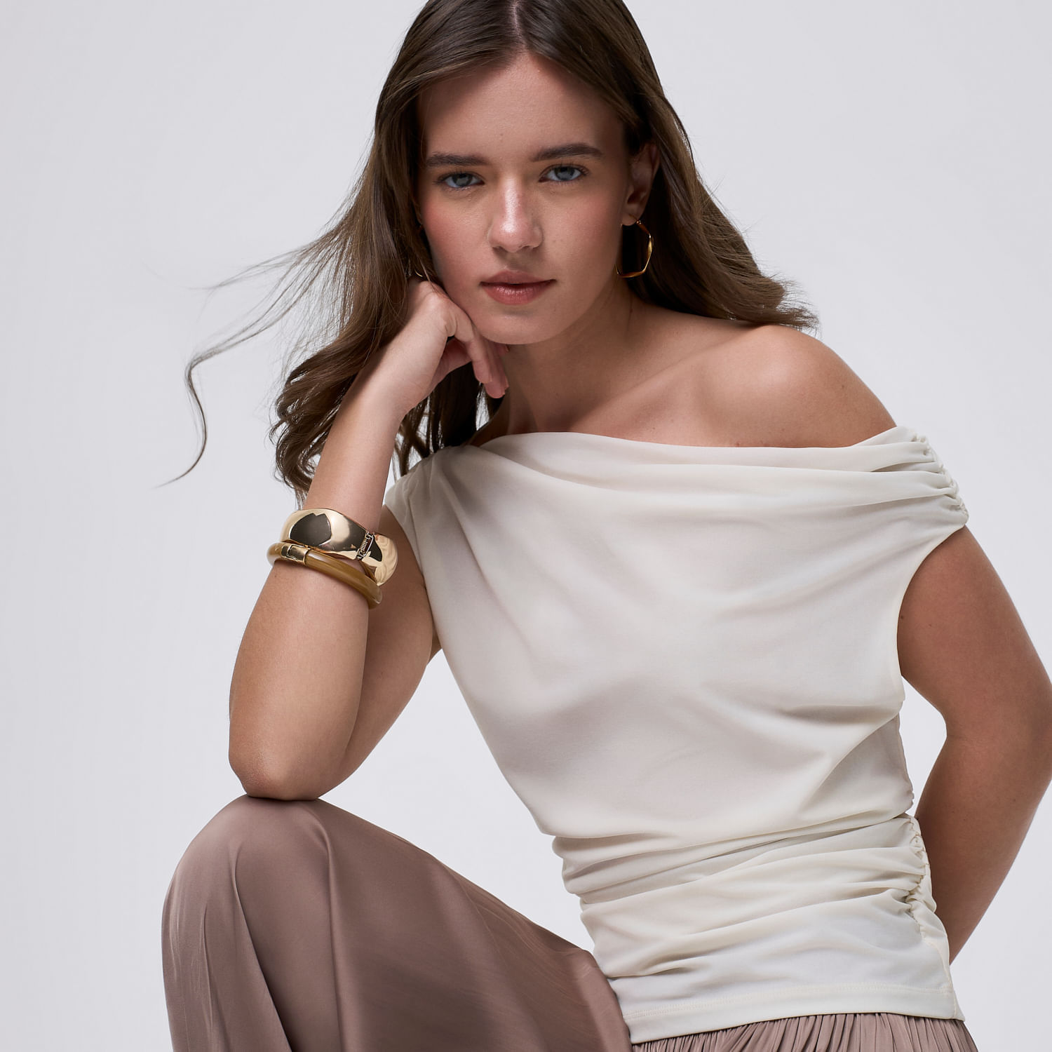 Polo Mujer Lc Frunci Malabar Ecru M