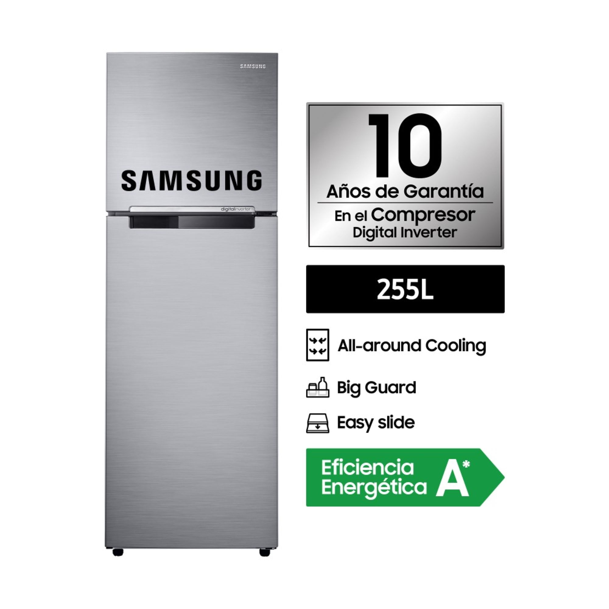 Refrigeradora SAMSUNG All Around Cooling 255Lt Plata RT25FARADS8