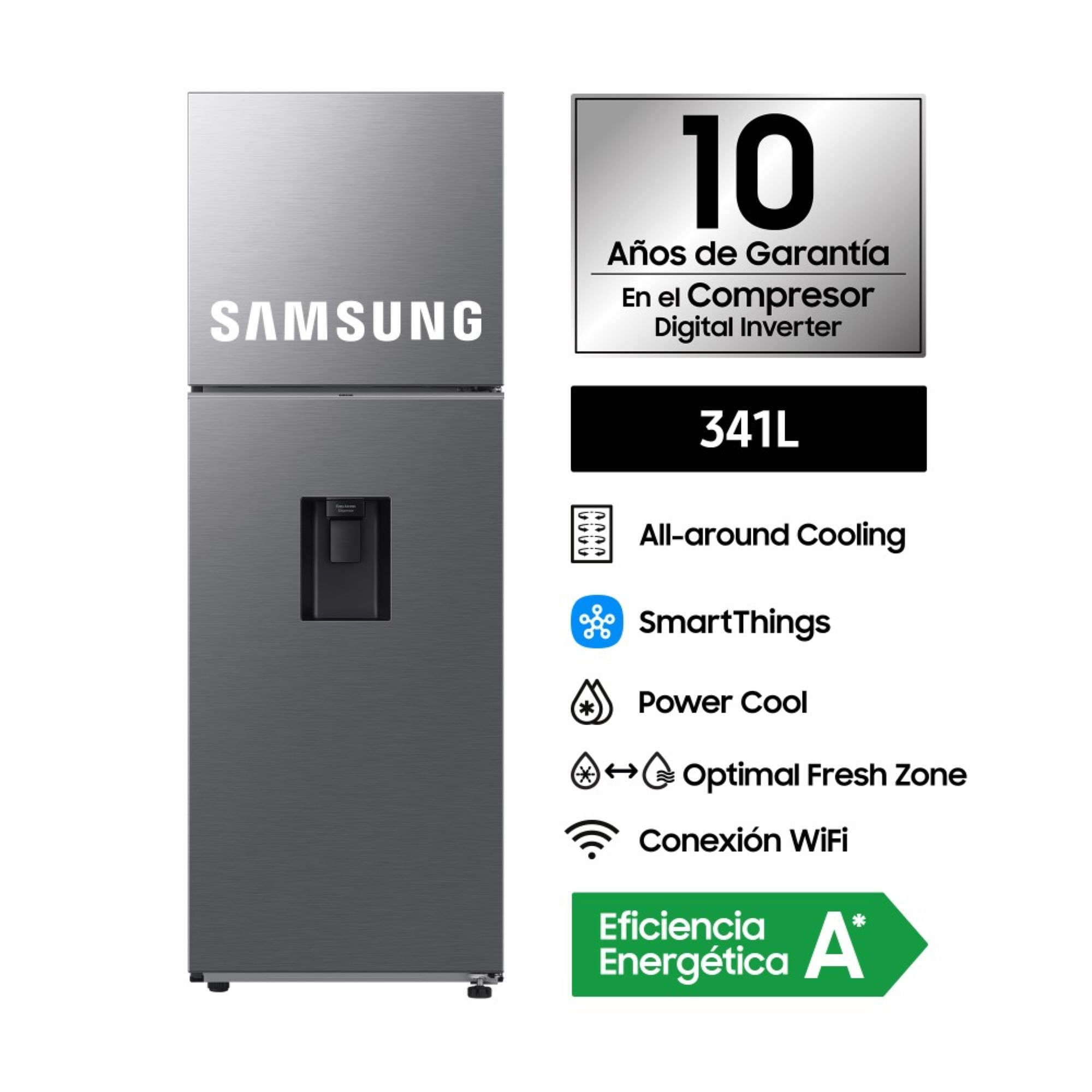 Refrigeradora SAMSUNG 341L No Frost RT35DG5720S9PE Silver
