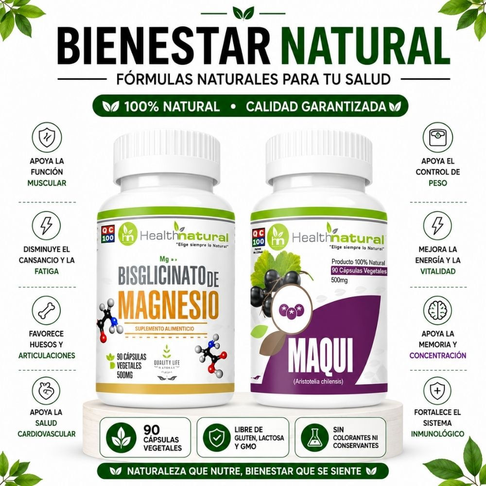 BISGLICINATO DE MAGNESIO HEALTHNATURAL Y MAQUI HEALTHNATURAL
