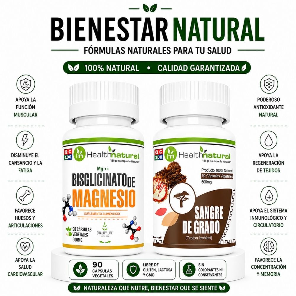 BISGLICINATO DE MAGNESIO HEALTHNATURAL Y SANGRE DE GRADO HEALTHNATURAL