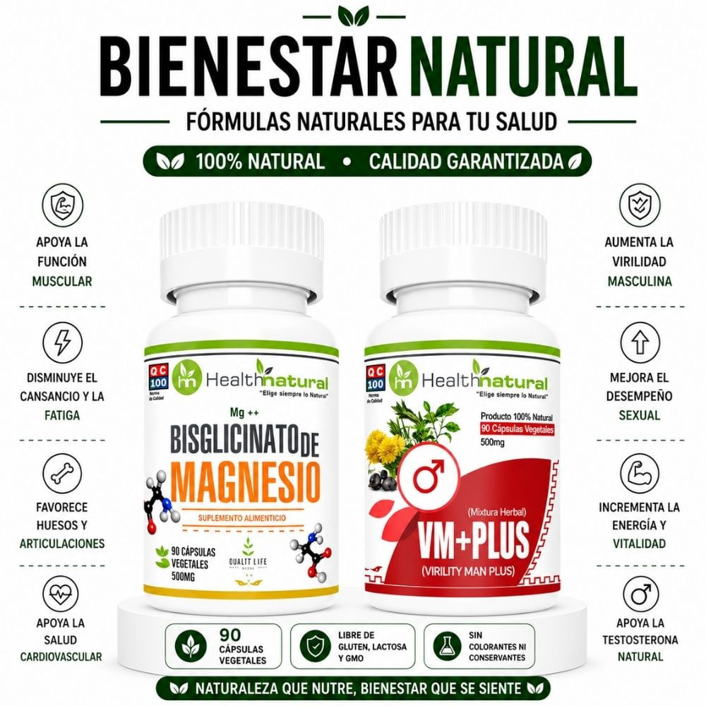 BISGLICINATO DE MAGNESIO HEALTHNATURAL Y VM VIRILITY MAN PLUS