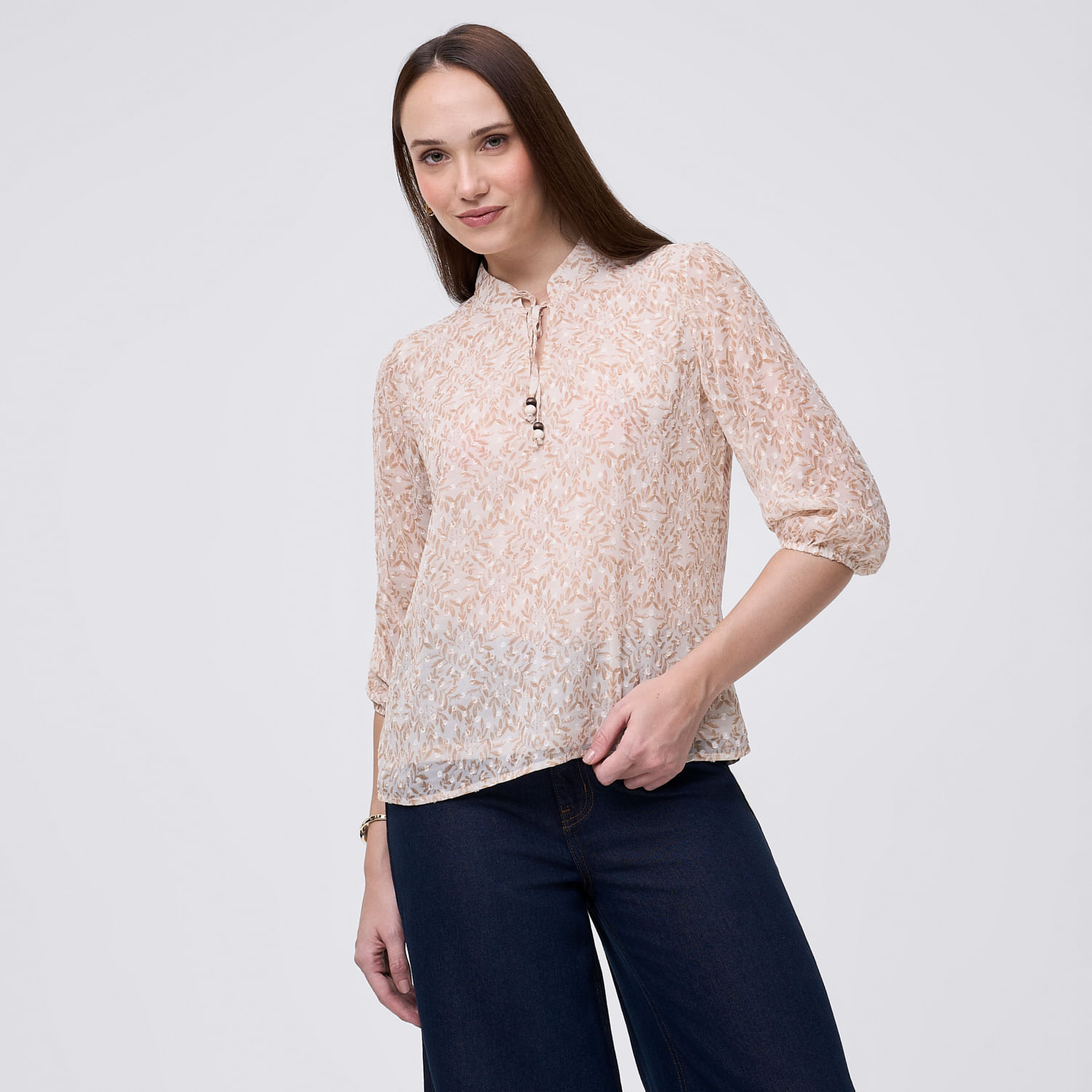 Blusa Mujer Cris Madison Manga 3/4 Durazno M